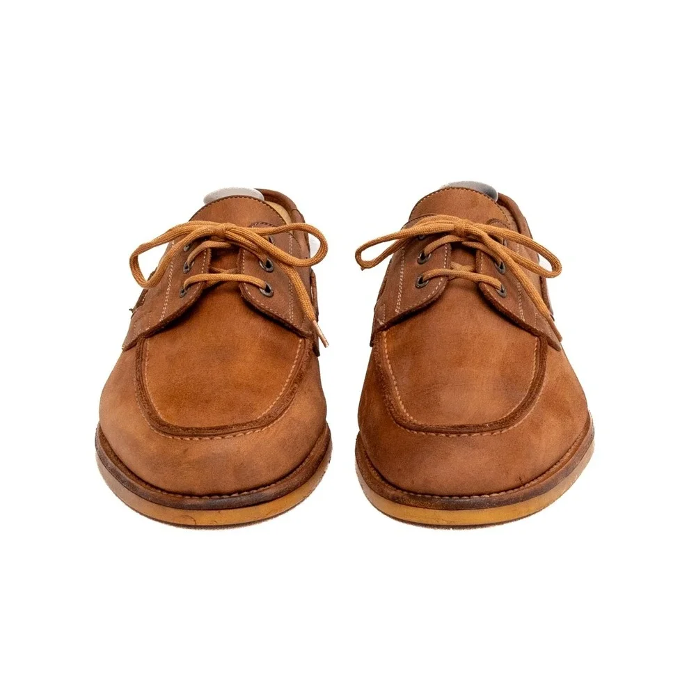 Gucci Men's Leather Boat‎ Shoes Brown Mens US 10 Moc Toe Lace Up Made in Italy